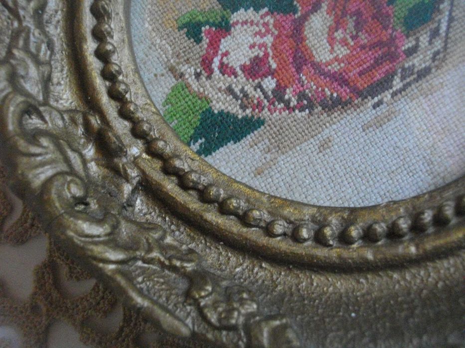 Ретро Гоблен-Рамкирано-ф180мм-От Соца/НРБ-Кръгъл-Отличен