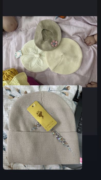 Новые беретки и шапка для девочек