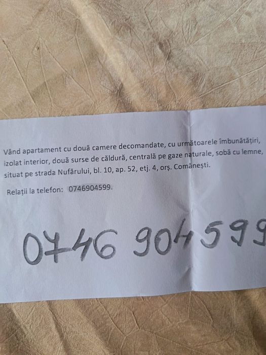 Vând apartament cu 2 camere