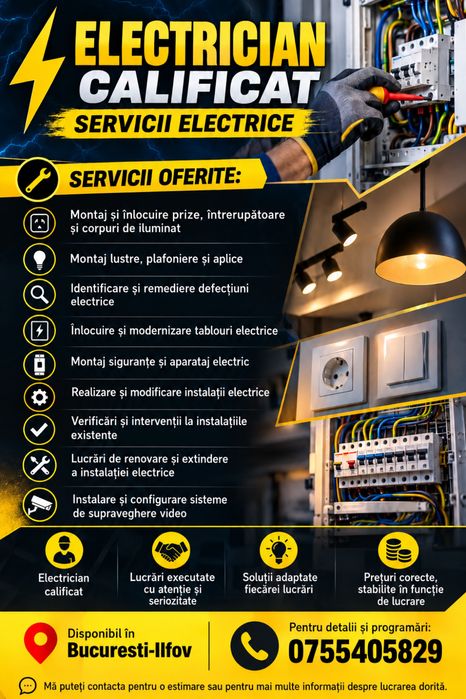 Electrician calificat București-Ilfov |     Intervenții electrice și montaj camere supraveghere