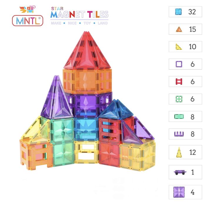 Магнитни плочки магнитен конструктор 108 части