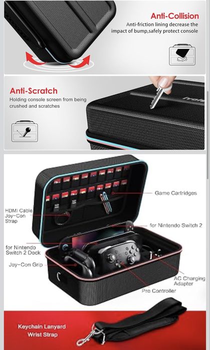 Продавам ivoler Case Compatible with Nintendo Switch 2 Model 2025, Deluxe Hard Carry Case Protective Portable Protective Case for Switch 2 Console