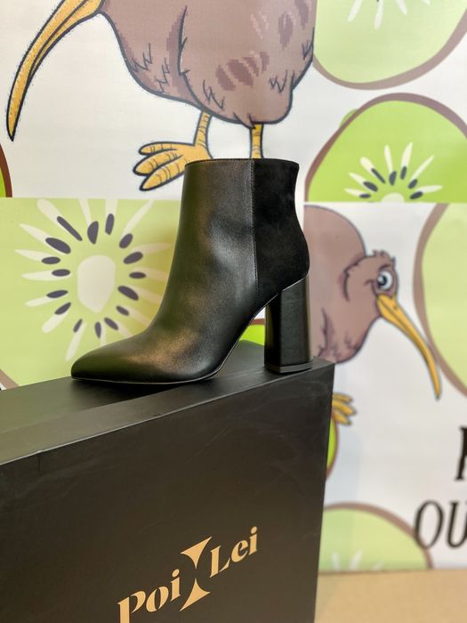 Луксозни италиански дамски боти с ток Poi Lei естествена кожа 36-38