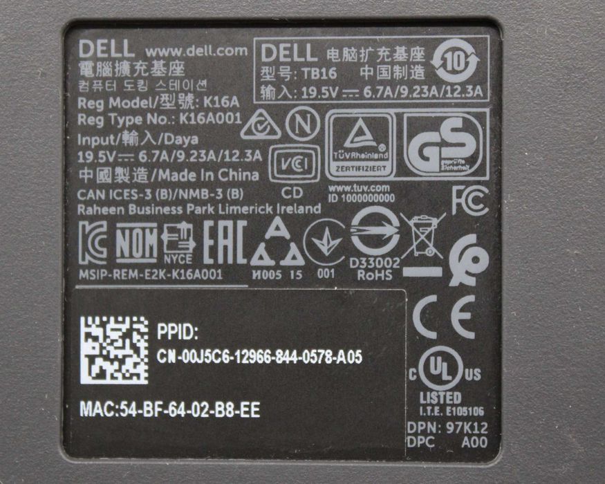 Dell - Docking Station Thunderbolt 3_K16A