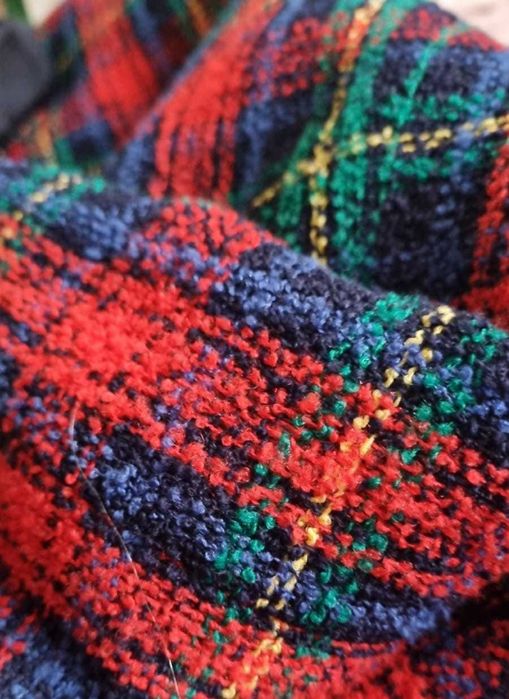 Sacou, lana boucle 87%, model tartan, marimea L-XL