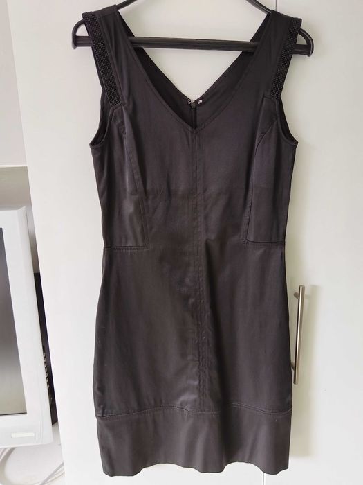 Дамска рокля официална, черна, сатен, номер 34