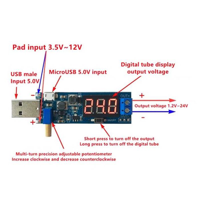 USB boost converter 1.2V - 24V