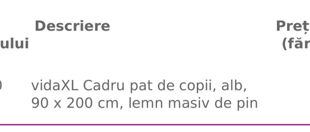 Pat tip cort 90x200 + saltea+lenjerii noi