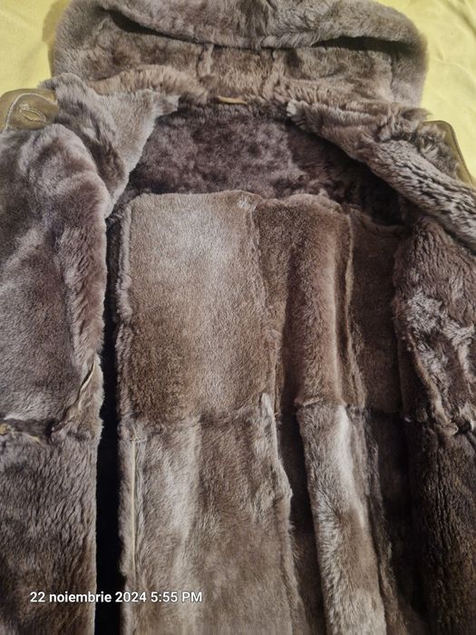 Haina de blana naturala maro dama cu gluga
