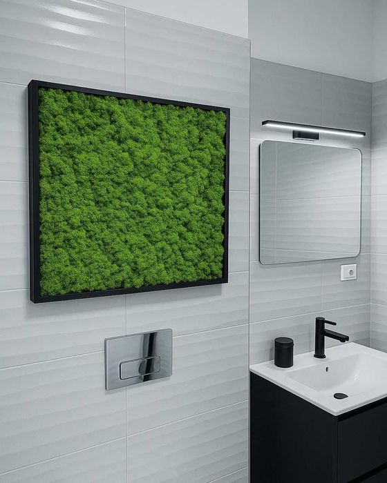 Пано от скандинавски мъх , Пана и картини по поръчка , декорация зелен скандинавски мъх с рамка или без