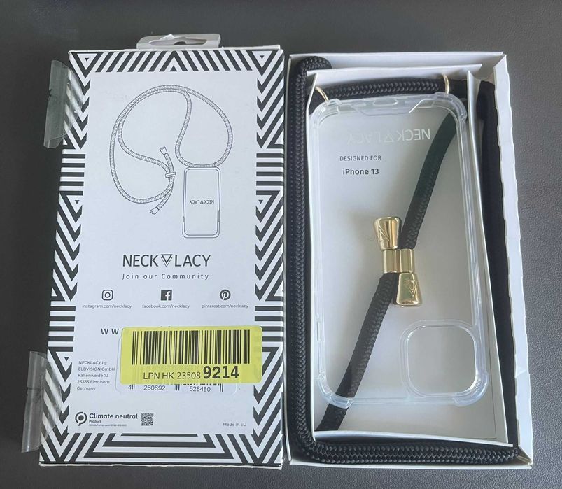 Husa transparenta agățat în jurul gâtului NECKLACY IPhone 15/14Pro/13