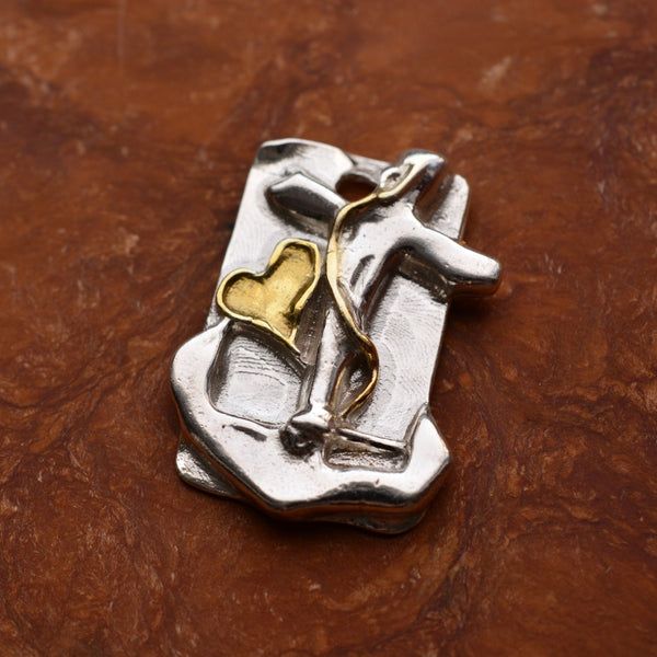 Сребърен медальон 925 „Вяра, Надежда и Любов“ със златни акценти