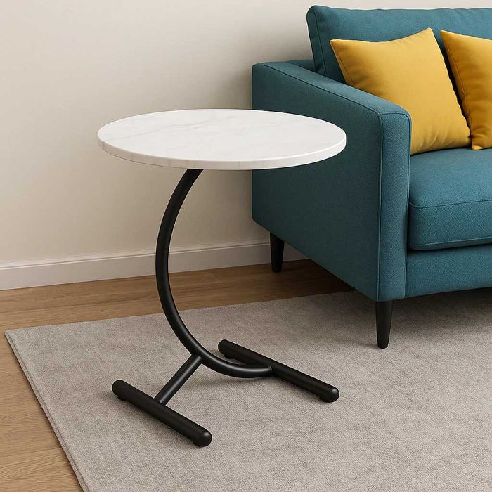 Masa / Masuta rotunda pentru cafea, efect marmura