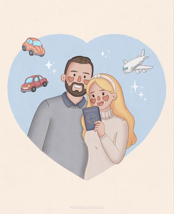 Подарък за Свети Валентин, Карикатура, Дигитален портрет по снимка