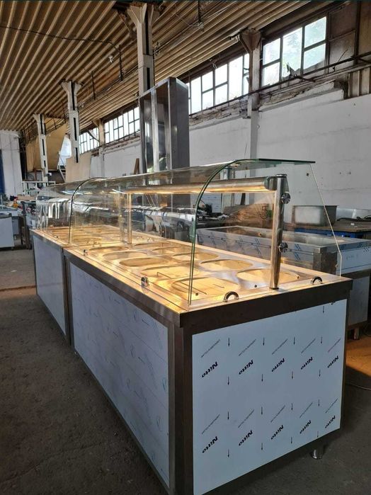 BAIN Marie 3-6GN Geam CURB / Vitrina CALDA- RECE / AUTOSERVIRE Horeca/