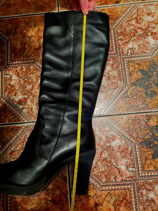 Cizme negre lungi din piele