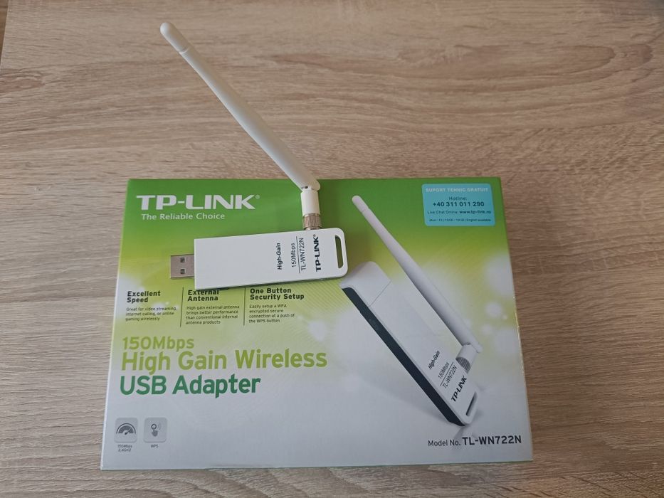 Безжичен адаптер TP-Link - TL-WN722N, бял