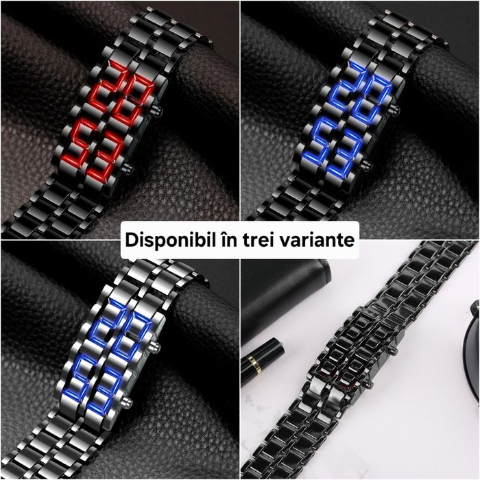 Ceas/brățară Lava. Oțel Samurai inoxidabil. Baterie inclusă.