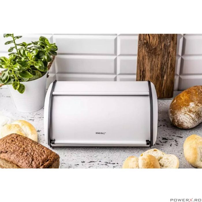 Cutie pentru paine, din otel, alba, 15 x 24 x 36 cm, Kinghoff