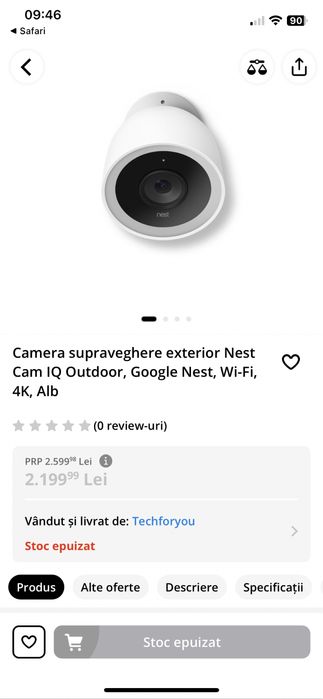 2 camere NEST IQ OUTDOOR, Google Nest,  Wi-Fi, 4K,alb