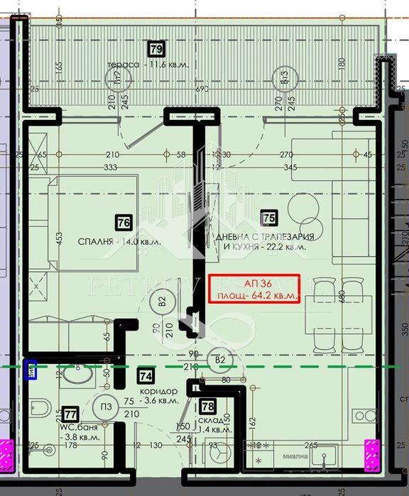 2-стаен в Пазарджик, област-гр.Велинград площ 76 цена 86750