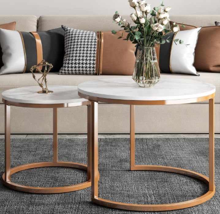 Два броя кръгли масички за кафе с модерен дизайн