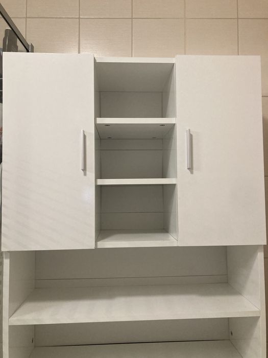 Шкаф за пералня, бял гланц