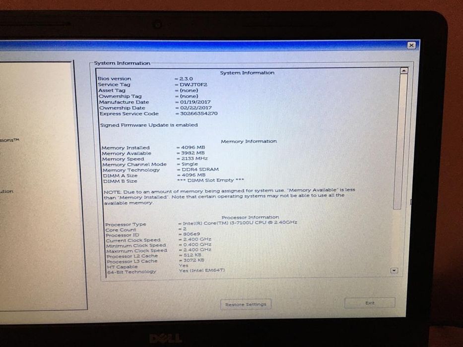 Laptop Dell Vostro, Intel i3