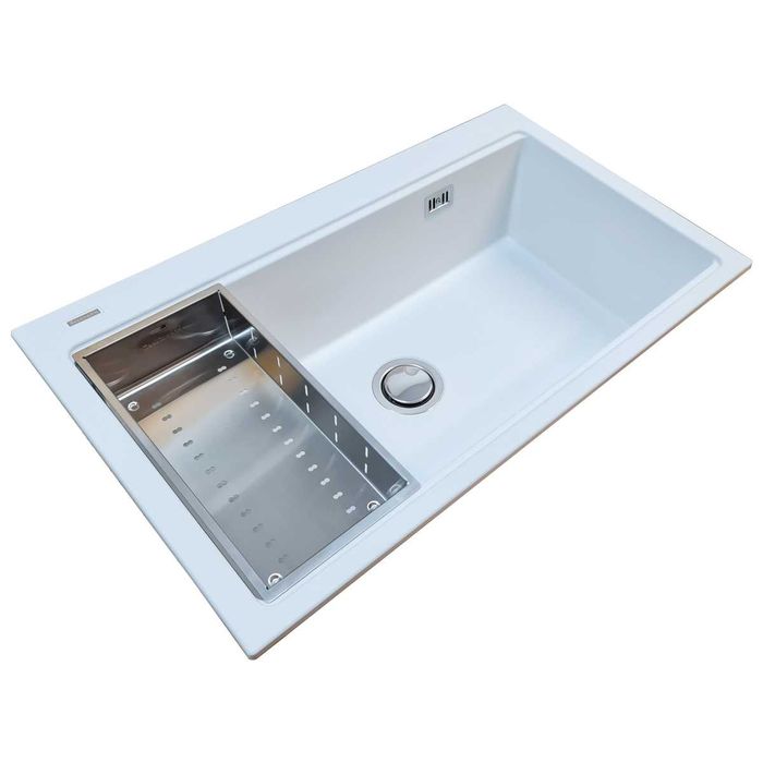 Chiuveta bucatarie granit CookingAid Kinga Workstation LX8610 Alba Mat