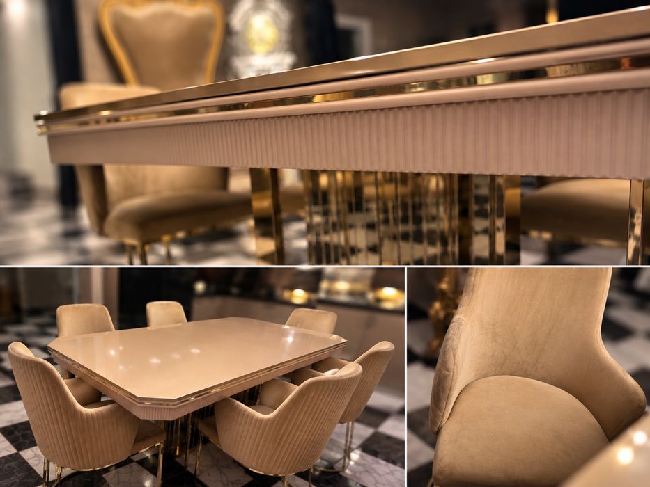 Masa de dining eleganta cu 6 scaune