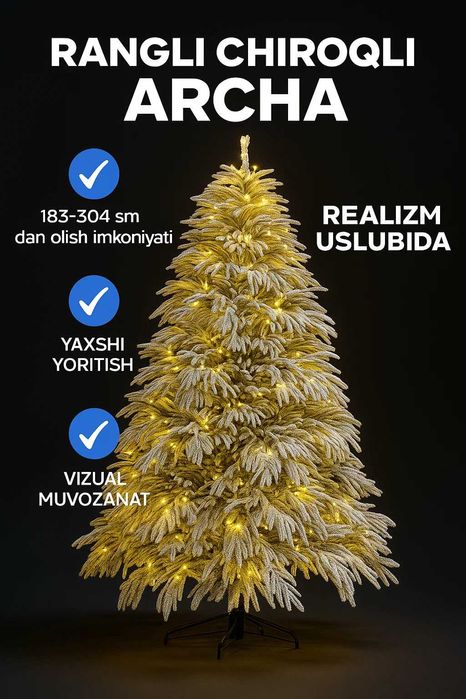 Oltin Nurli Rangli Chiroqli Archa