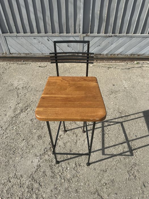 Индустриален бар стол масив дъб и метал | Loft / Scandinavian style