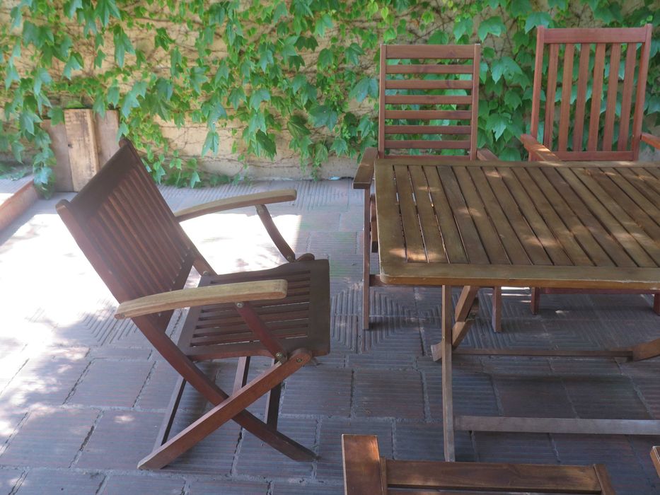 Тиково дърво ,сгъваем, стол-2бр.,маса-2бр.,