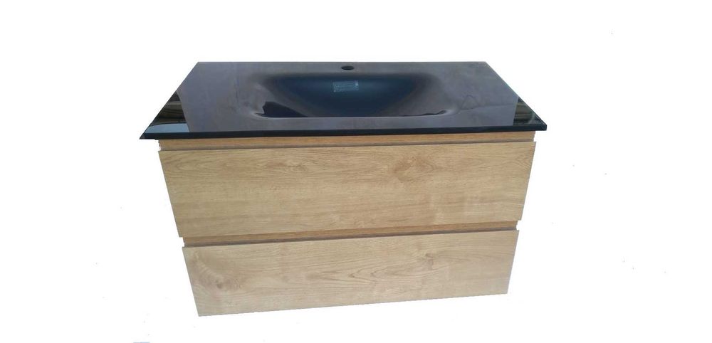 Set mobilier baie stejar natur 80 cm lungime MDF made in Spain
