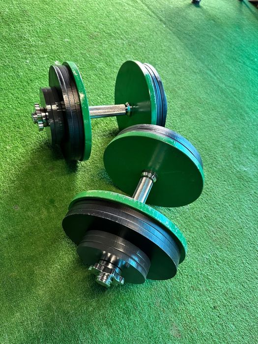 Gantere reglabile 36,5 x2 kg oțel + bare 30 mm, foarte solide