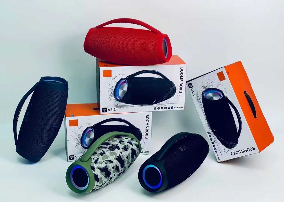 80W Най-мощната и голяма светеща преносима блутут колонка BOOMS BOX 3