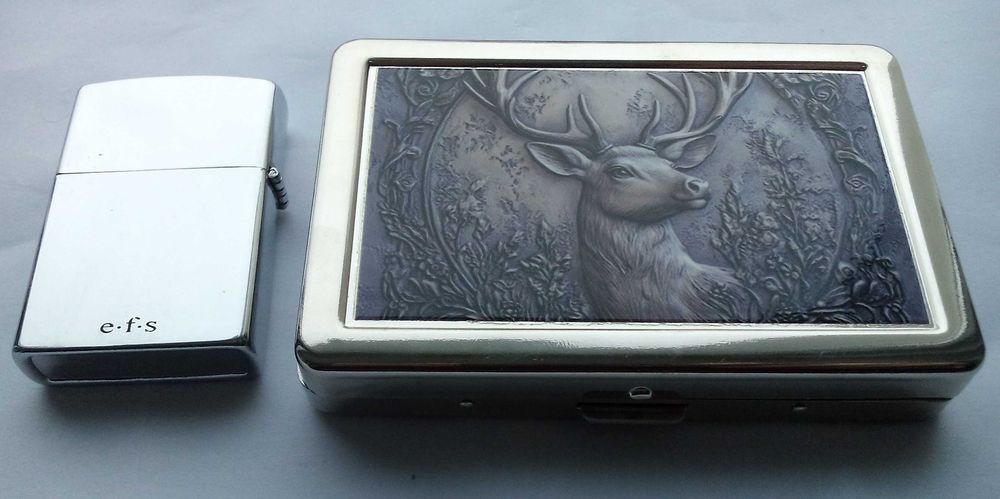 Нова табакера и запалка метални