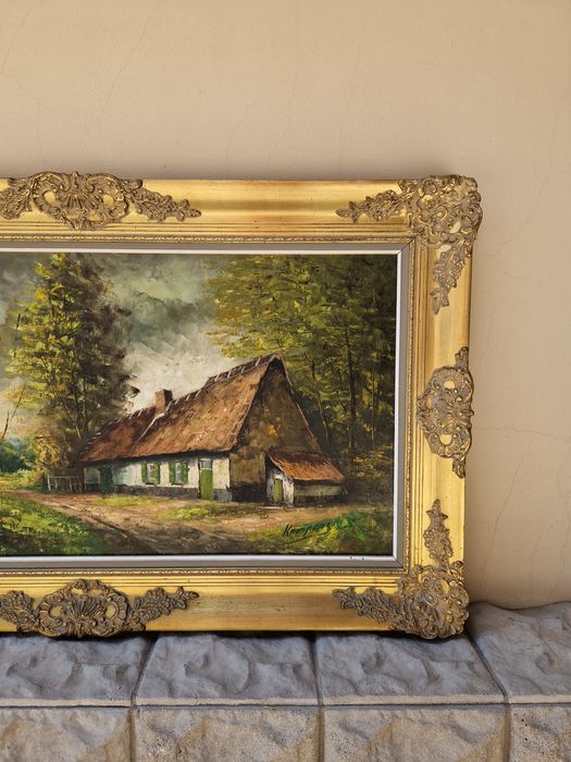 Уникална антикварна авторска холандска картина масло върху платно