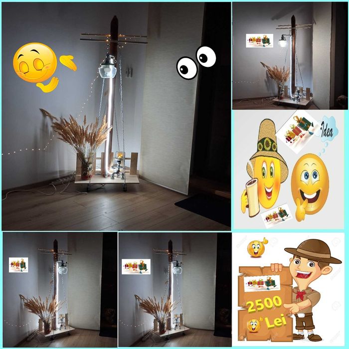 Veioza Aplica Lampadar  Stil Industrial Pentru Casa  Gradina Int-Ext