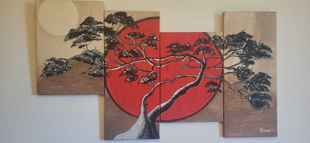 Compozitie deosebita, set 4 tablouri, pictor roman consacrat