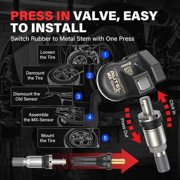 TPMS Датчик за гуми Autel MX-Sensor 433/315MHz,100%покритие,8г. Гаран