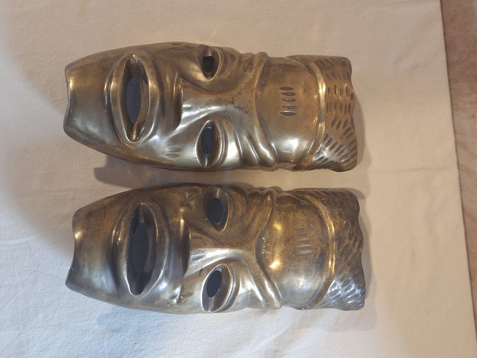 Големи тежки бронзови маски Тайланд