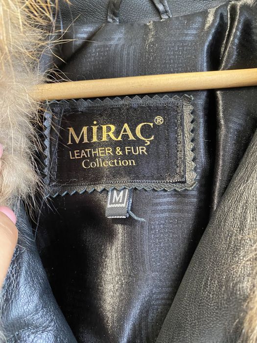 Дамско яке естествена кожа и естествен пух с качулка