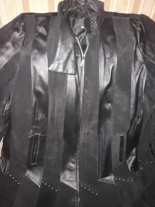 Плащ трапеции кожаный