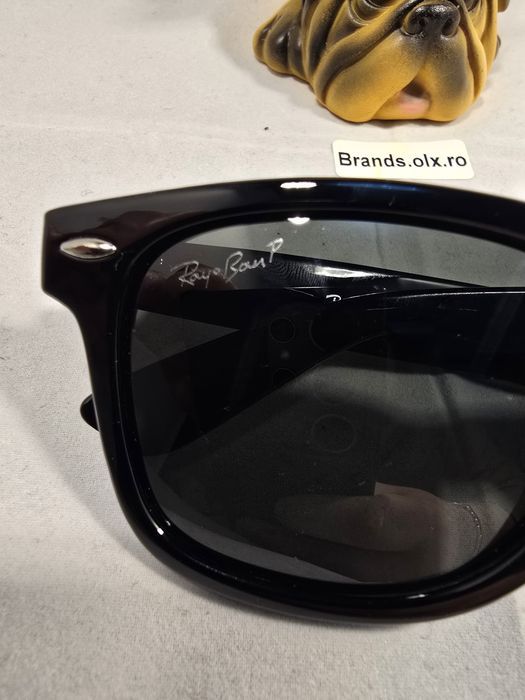 Promotie - Ochelari de soare polarizati Rayban Wayfarer 2140, rama lucioasa, lentila verde