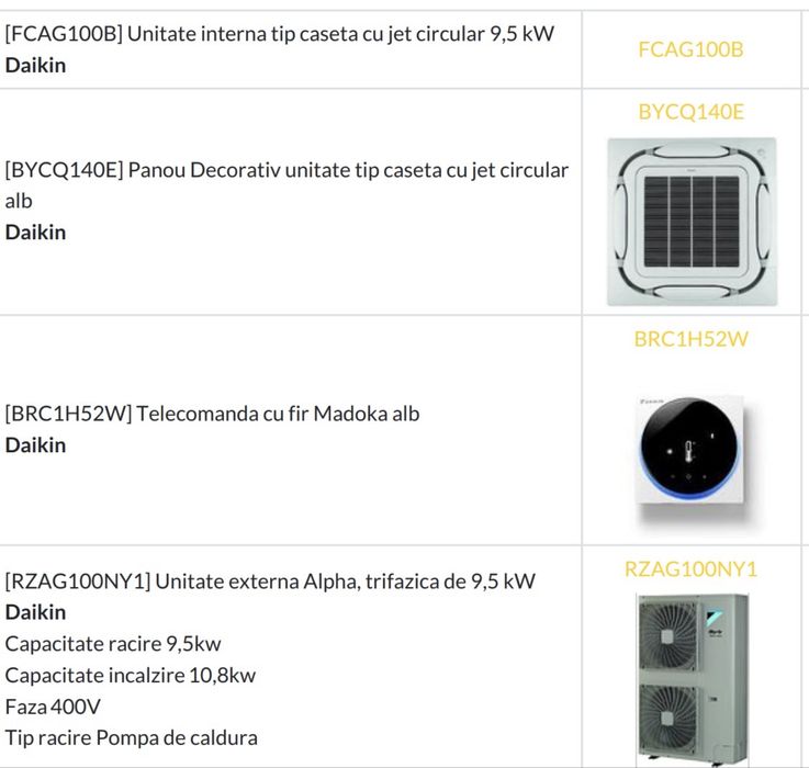 Aer conditionat Daikin 10 kw