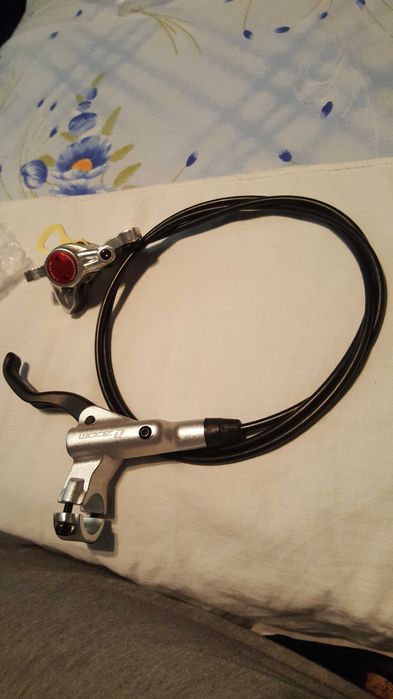 Set frane hidraulice pe disc ZOOM argintii/ rosii