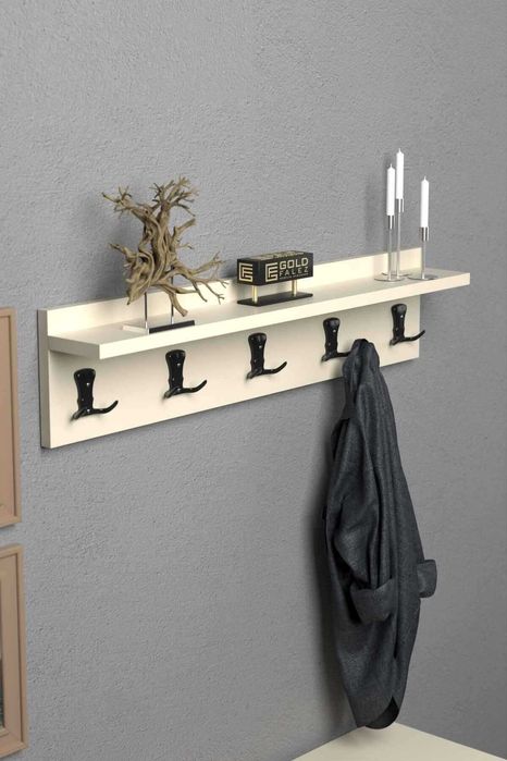 Дървена закачалка за стена - 5 цвята / Стенна закачалка