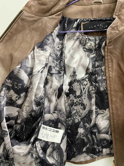 Укороченная кожаная куртка ILGAZLI, размер 48, Турция +шарф в подарок