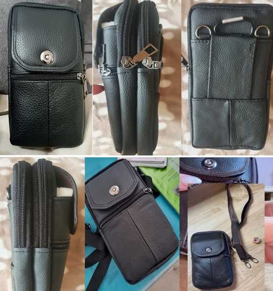 Малка кожена чанта унисекс 2бр